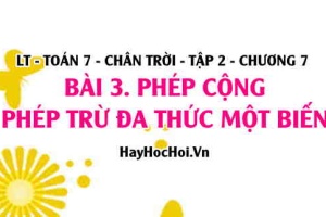 Phép cộng, phép trừ hai đa thức một biến, tính chất phép cộng đa thức? Toán 7 chân trời tập 2 chương 7 bài 3